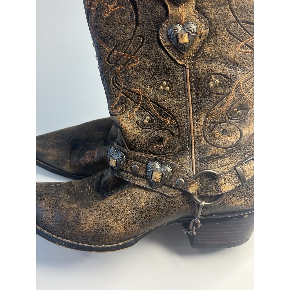Durango Crush Heart Concho Western Cowgirl Rodeo Country Boots Women 9M Distress - Picture 14 of 14